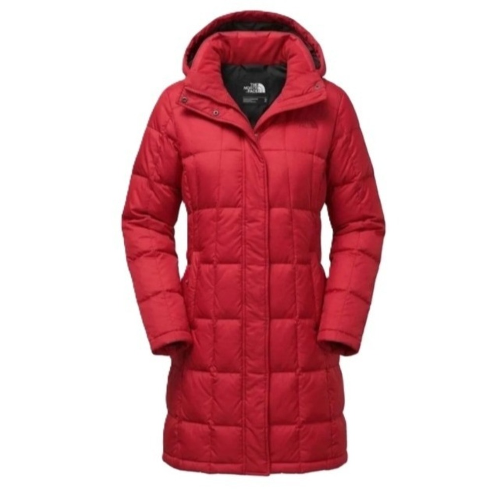 The North Face Metropolis Parka Womens XS Red 550 Down Jacket Long Puffer Coat